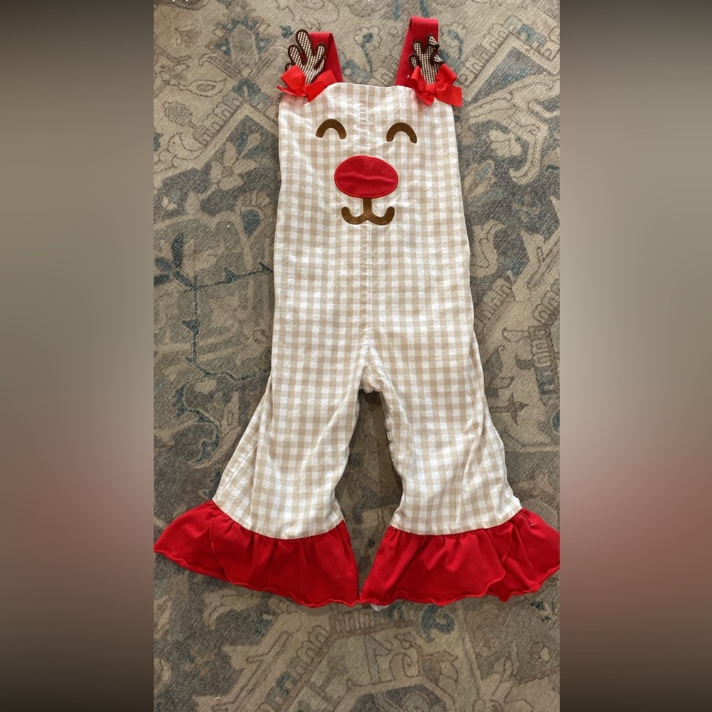 Boutique reindeer overalls girls